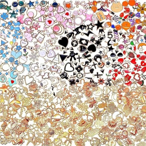 Jewelry - 400Pcs Charms for Jewelry Making, Assorted Enamel Bracelet Bangle Charms, Mixed